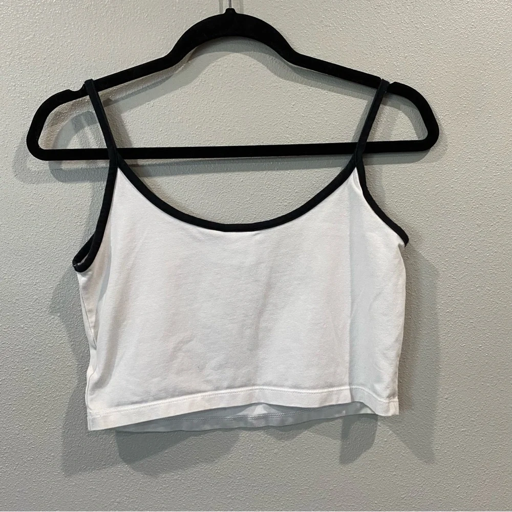 Adidas Logo Crop Top Spaghetti Strap Y2K White Black X-Small - Picture 6 of 8